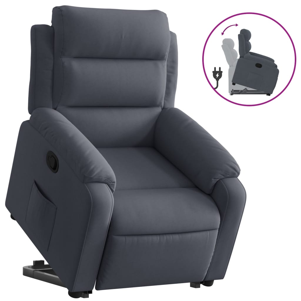 vidaXL sötétszürke bársony felállást segítő dönthető fotel