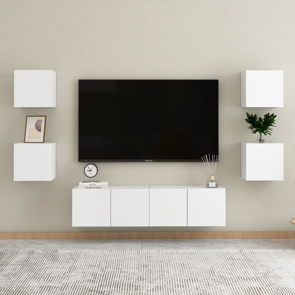vidaXL 4 db fehér falra szerelhető TV-szekrény 30,5 x 30 x 30 cm