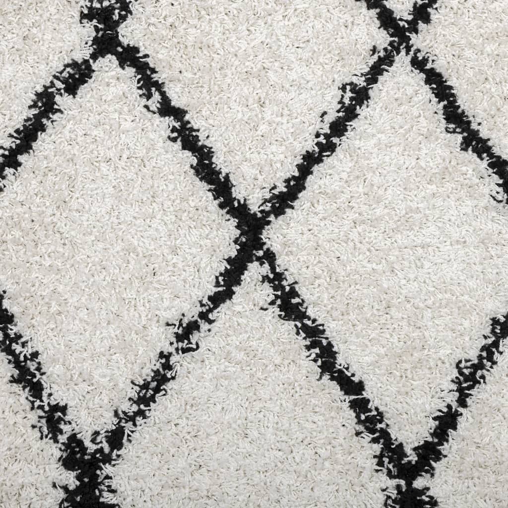 vidaXL PAMPLONA krém és fekete bolyhos modern szőnyeg 80 x 250 cm