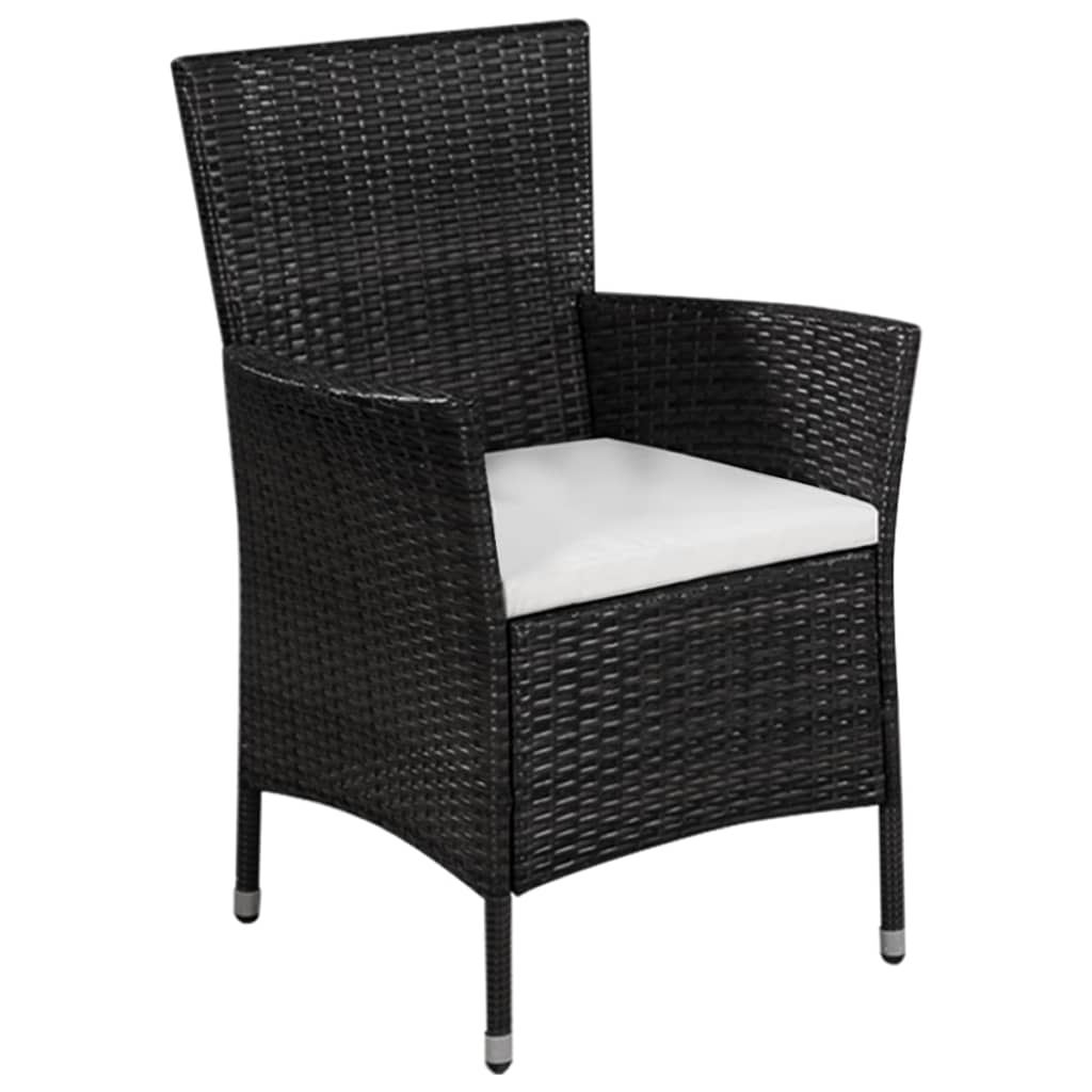 vidaXL fekete polyrattan kültéri szék zsámollyal és párnákkal
