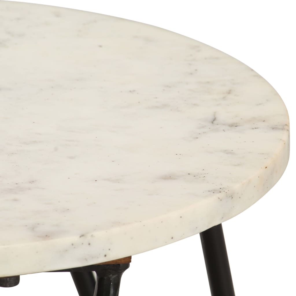 vidaXL fehér márvány textúrájú valódi kő dohányzóasztal 40x40x40 cm