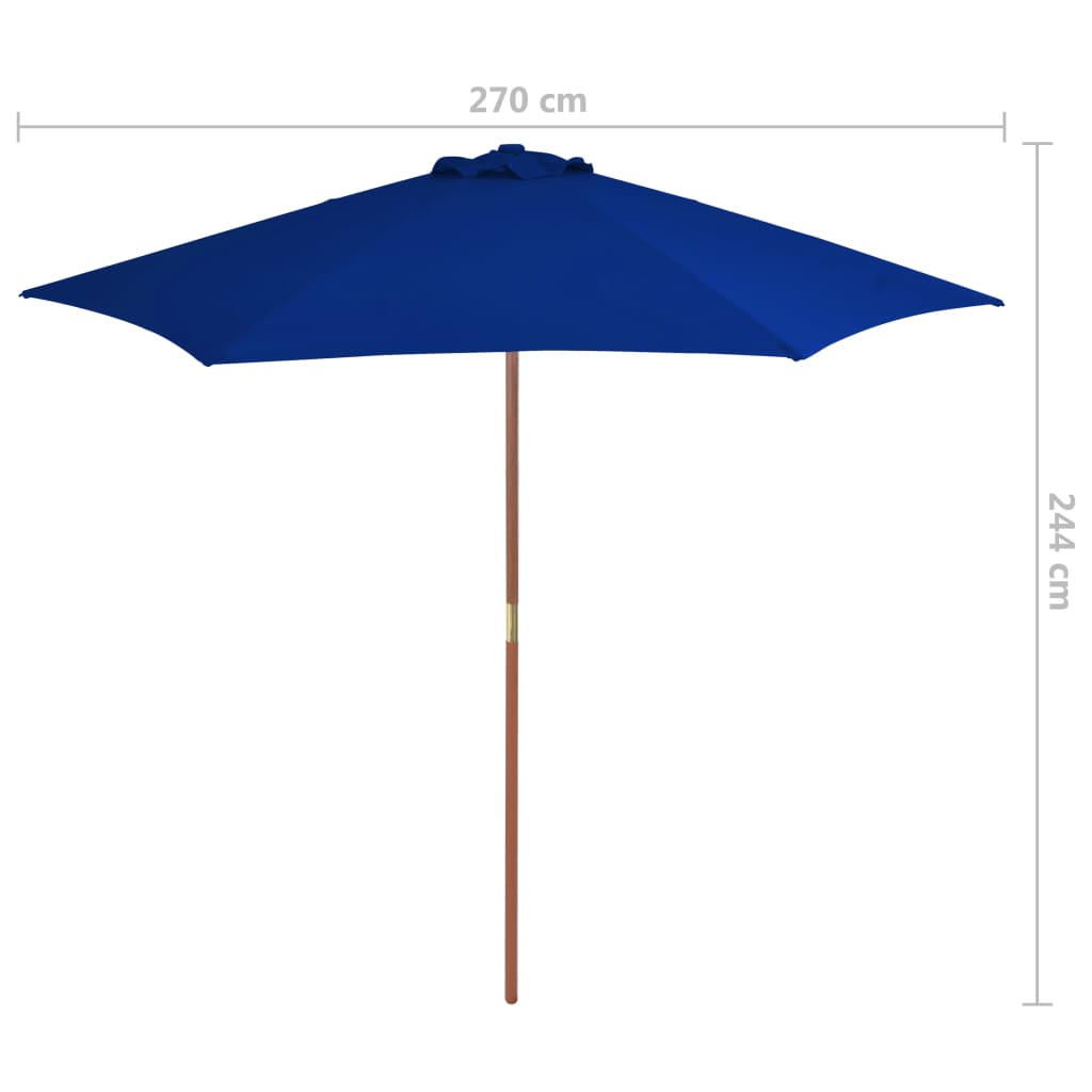 vidaXL kék kültéri napernyő farúddal 270 cm