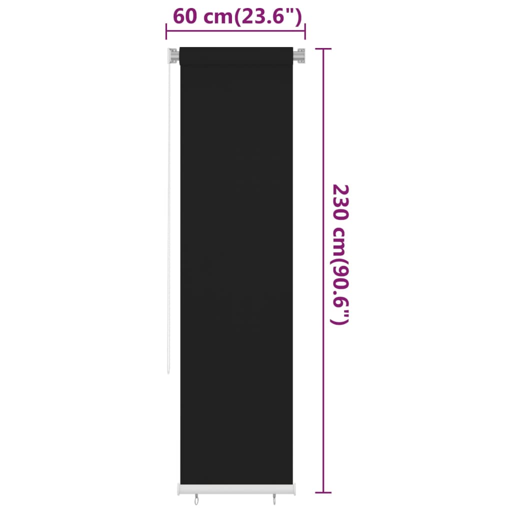 vidaXL fekete kültéri HDPE roló 60 x 230 cm