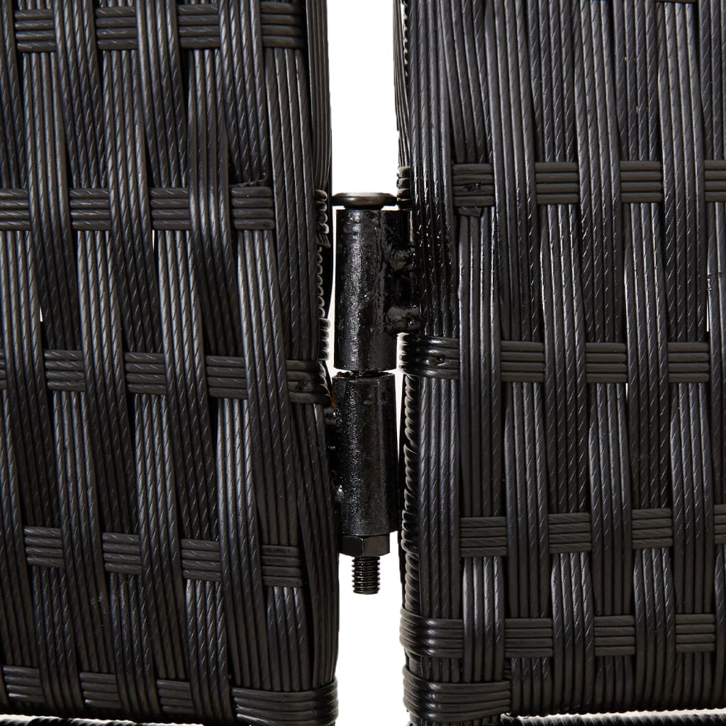 vidaXL fekete 6-paneles polyrattan térelválasztó
