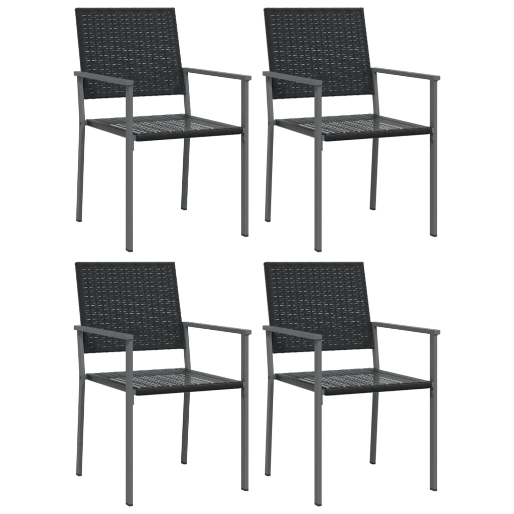 vidaXL 4 db fekete polyrattan kerti szék párnával 54x62,5x89 cm