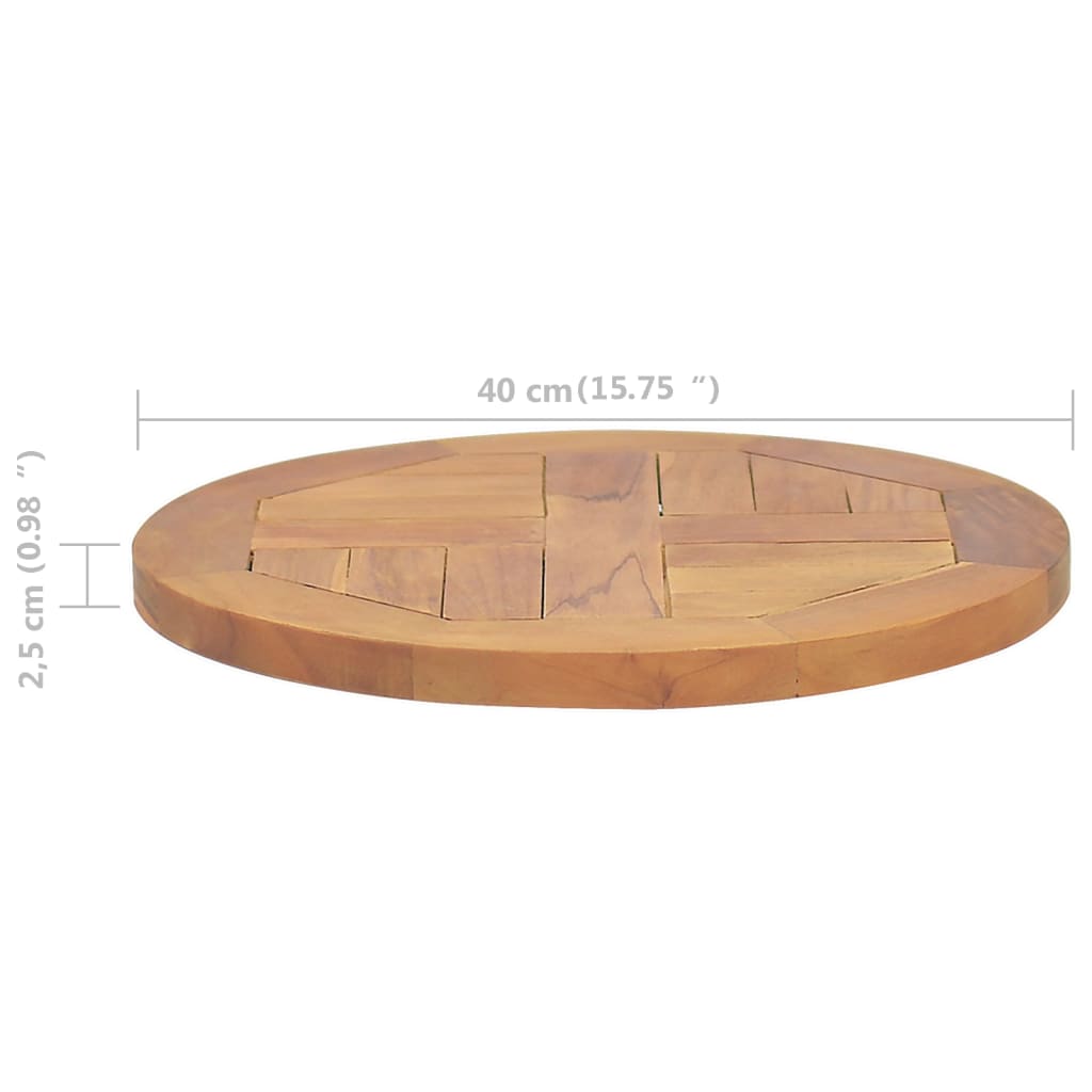 vidaXL kerek tömör tíkfa asztallap 2,5 cm 40 cm