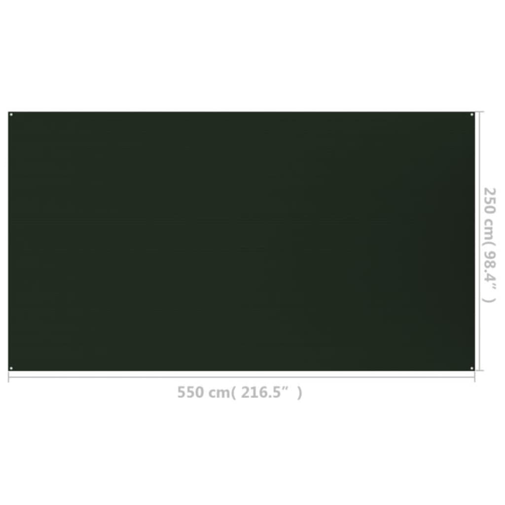 vidaXL sötétzöld HDPE sátorszőnyeg 250x550 cm