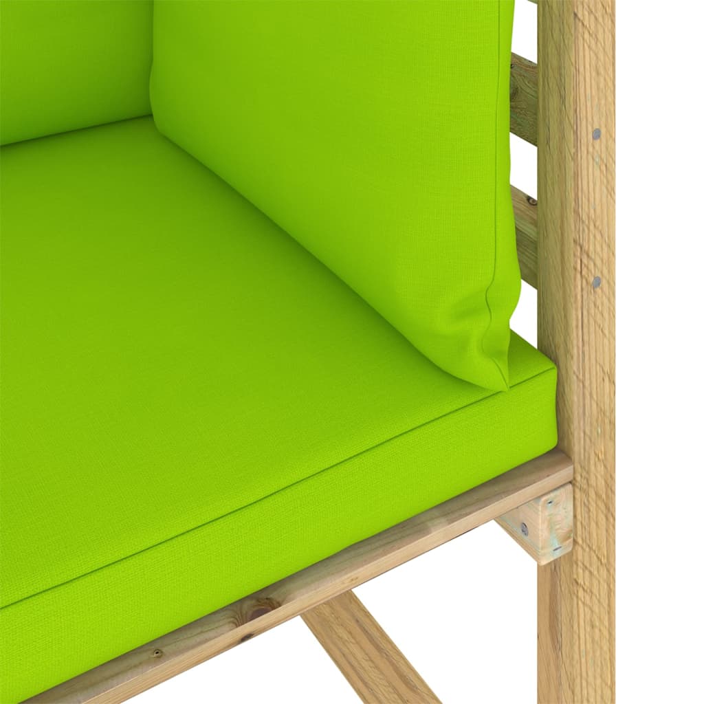 vidaXL zöld impregnált fenyőfa kerti sarok kanapé párnákkal