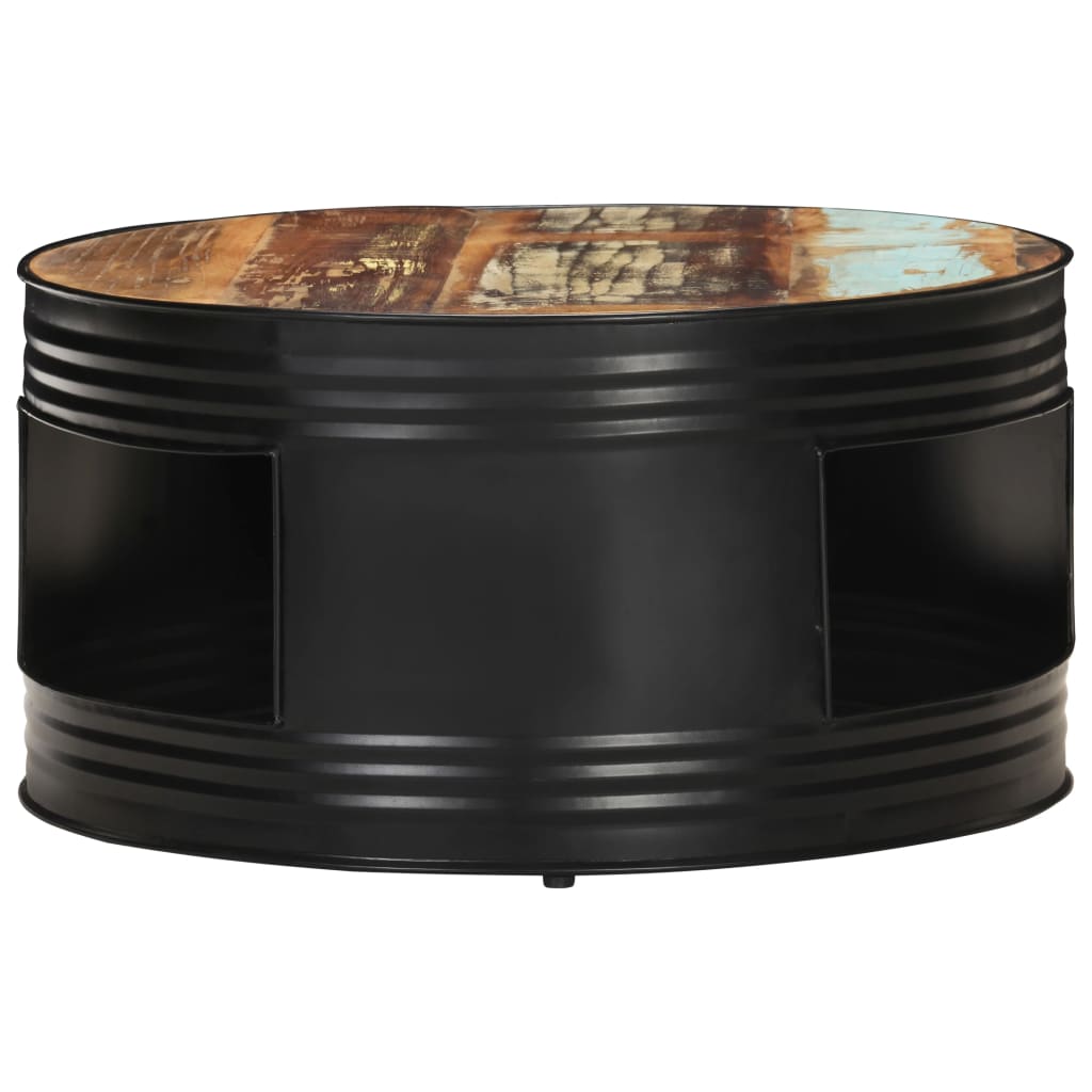vidaXL fekete tömör újrahasznosított fa dohányzóasztal 68 x 68 x 36 cm