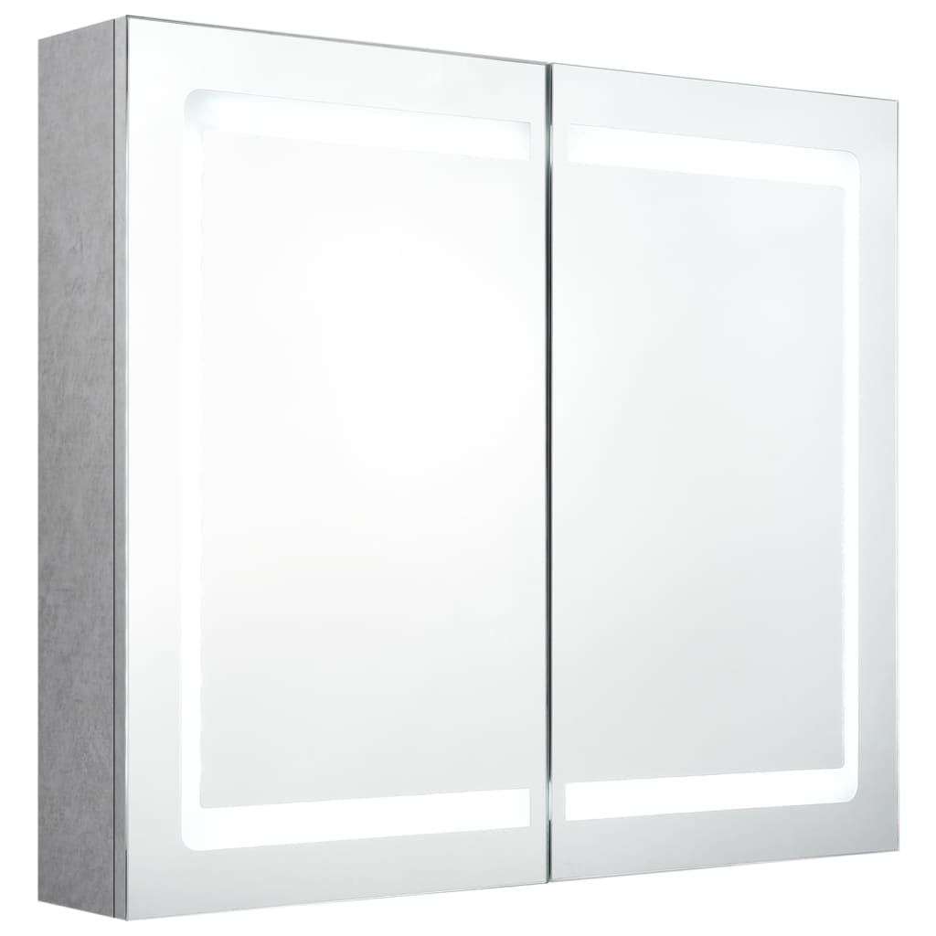 vidaXL betonszürke LED-es tükrös fürdőszobaszekrény 80 x 12 x 68 cm