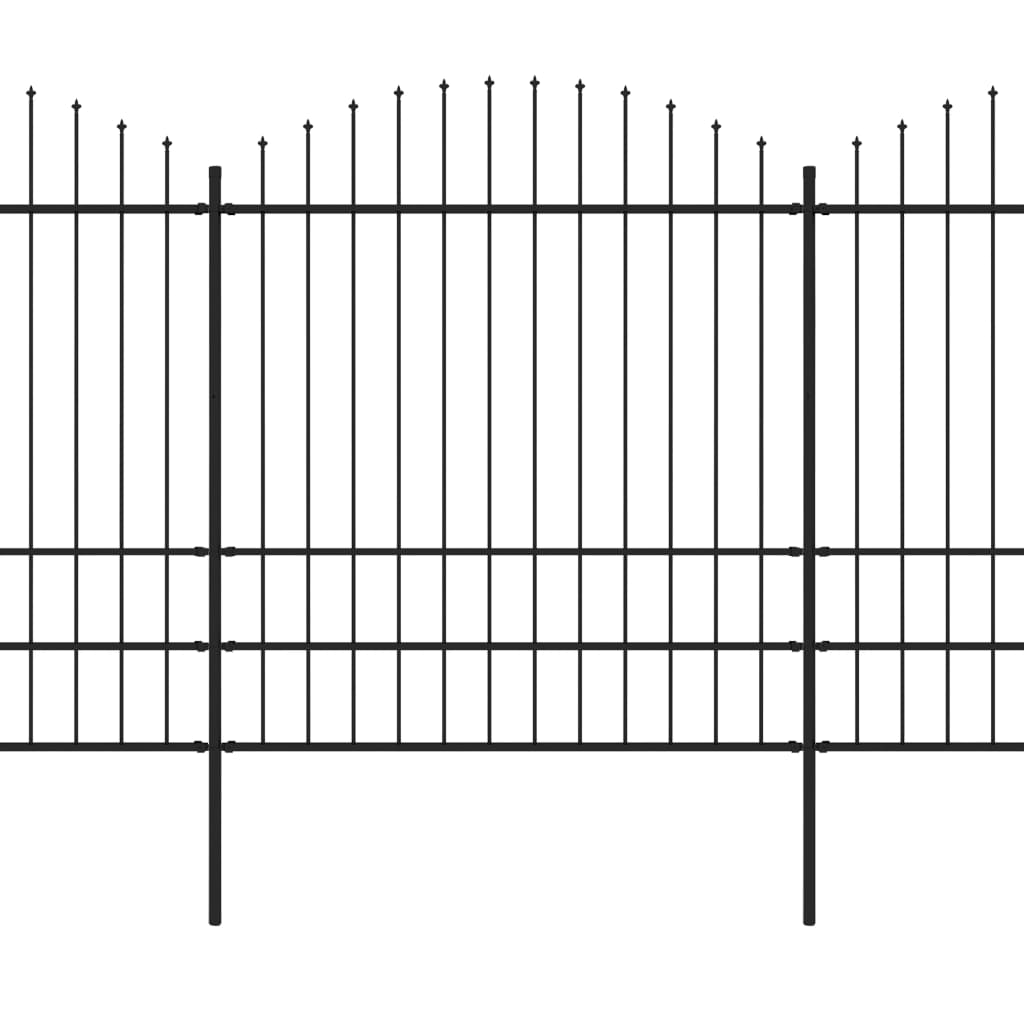 vidaXL fekete lándzsahegy tetejű acélkerítés (1,75-2) x 3,4 m