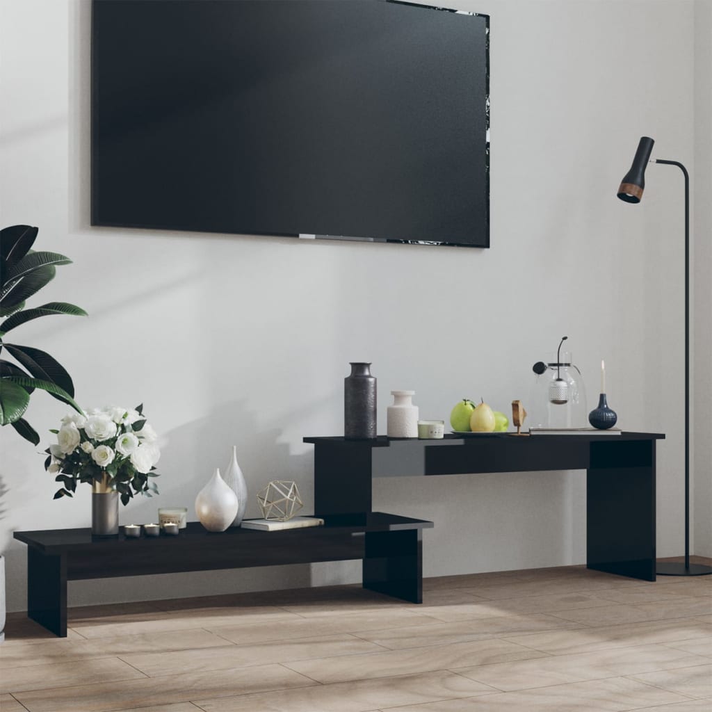 vidaXL magasfényű fekete forgácslap TV-szekrény 180 x 30 x 43 cm