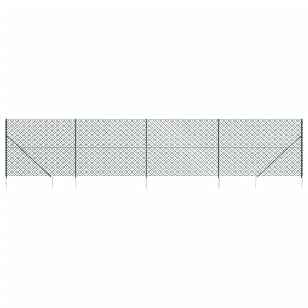 vidaXL zöld drótkerítés cövekekkel 1,6 x 10 m