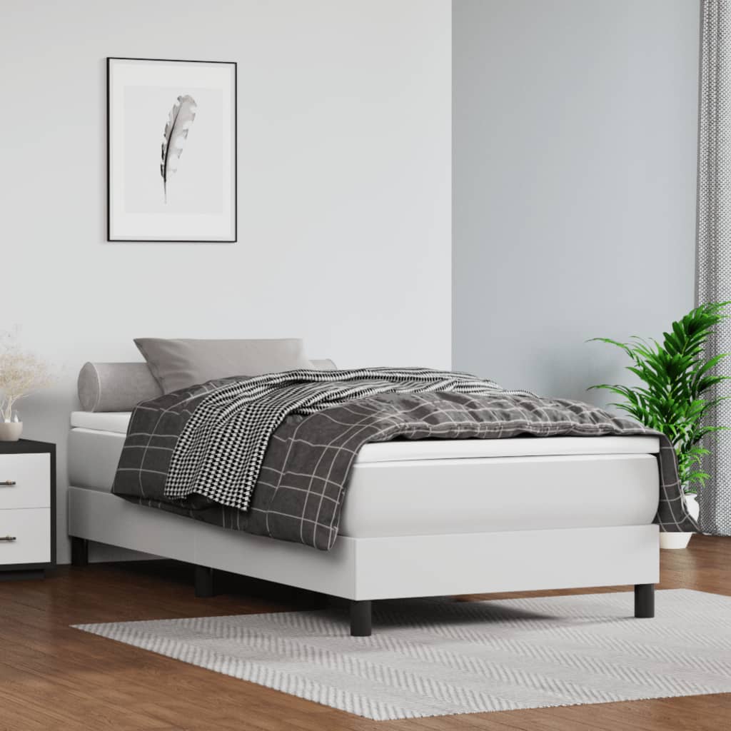 vidaXL fehér műbőr rugós ágy matraccal 80 x 200 cm