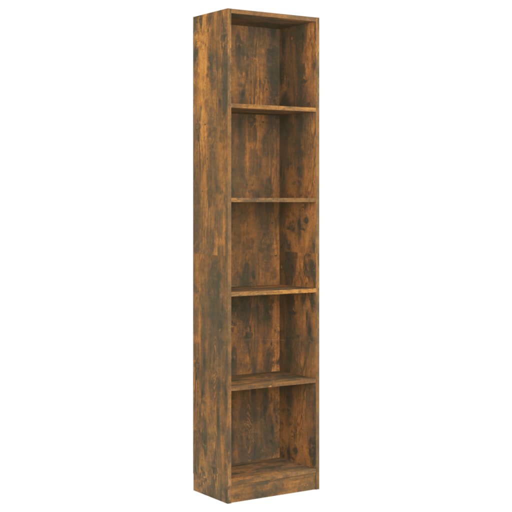 vidaXL 5 szintes füstös tölgyszínű fa könyvszekrény 40x24x175 cm
