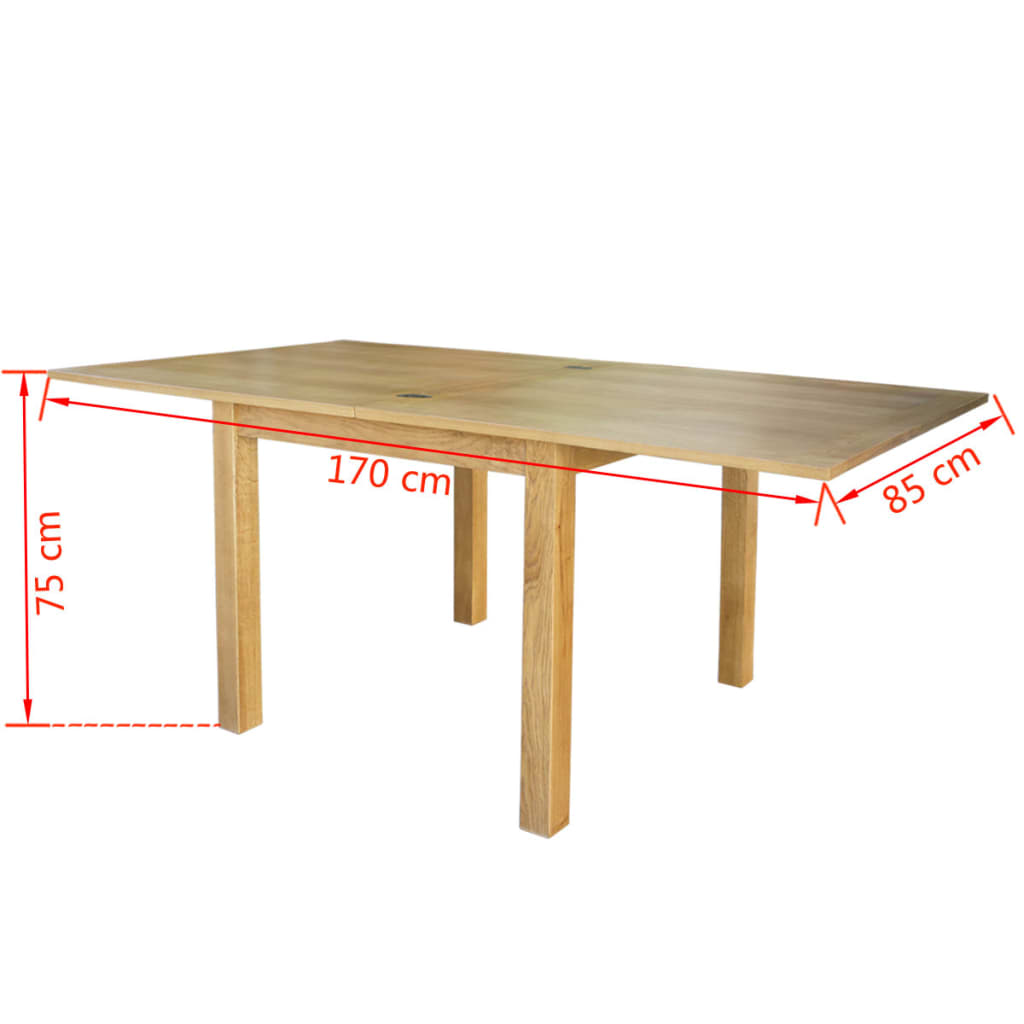 vidaXL kihúzható tömör tölgyfa asztal 85 x 85 x 75 cm