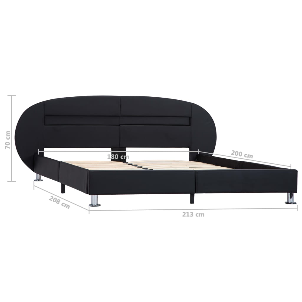 vidaXL fekete műbőr ágykeret LED csíkkal 180 x 200 cm