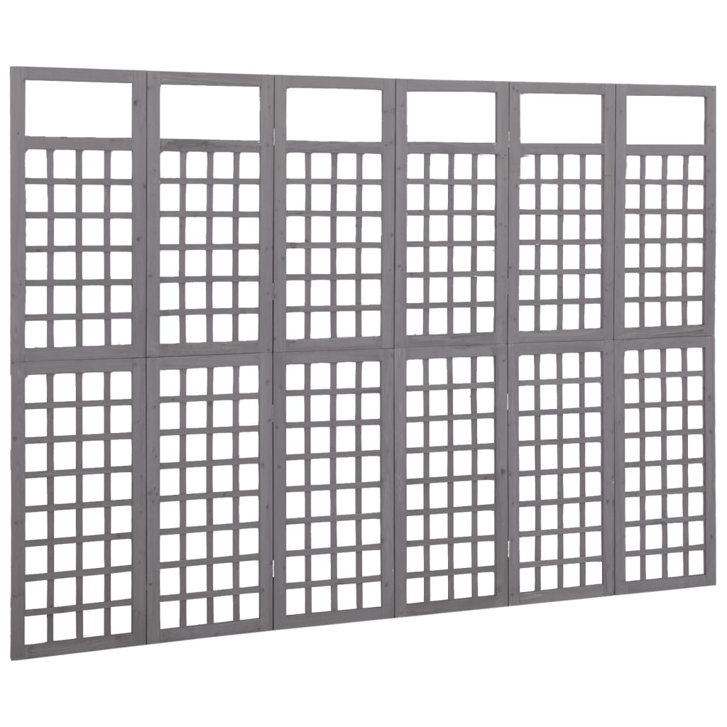 vidaXL 6 paneles szürke fenyőfa térelválasztó/lugasrács 242,5 x 180 cm