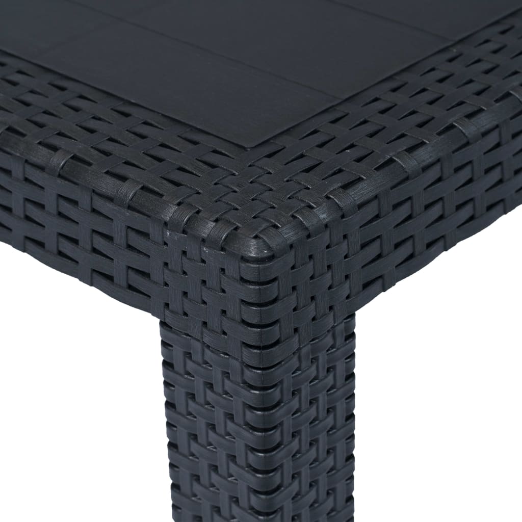 vidaXL antracit rattan hatású műanyag kerti asztal 220 x 90 x 72 cm