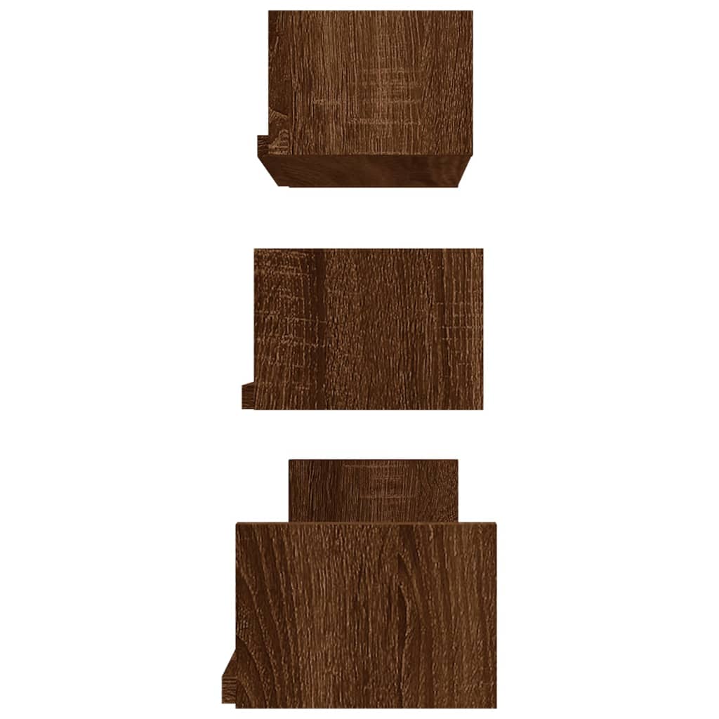 vidaXL 3 db barna tölgyszínű szerelt fa fali bemutatópolc
