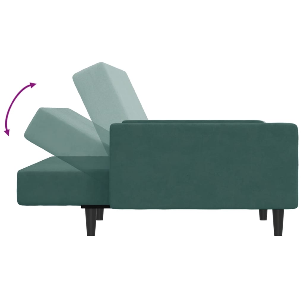 vidaXL 2 személyes sötétzöld bársony kanapéágy lábtartóval