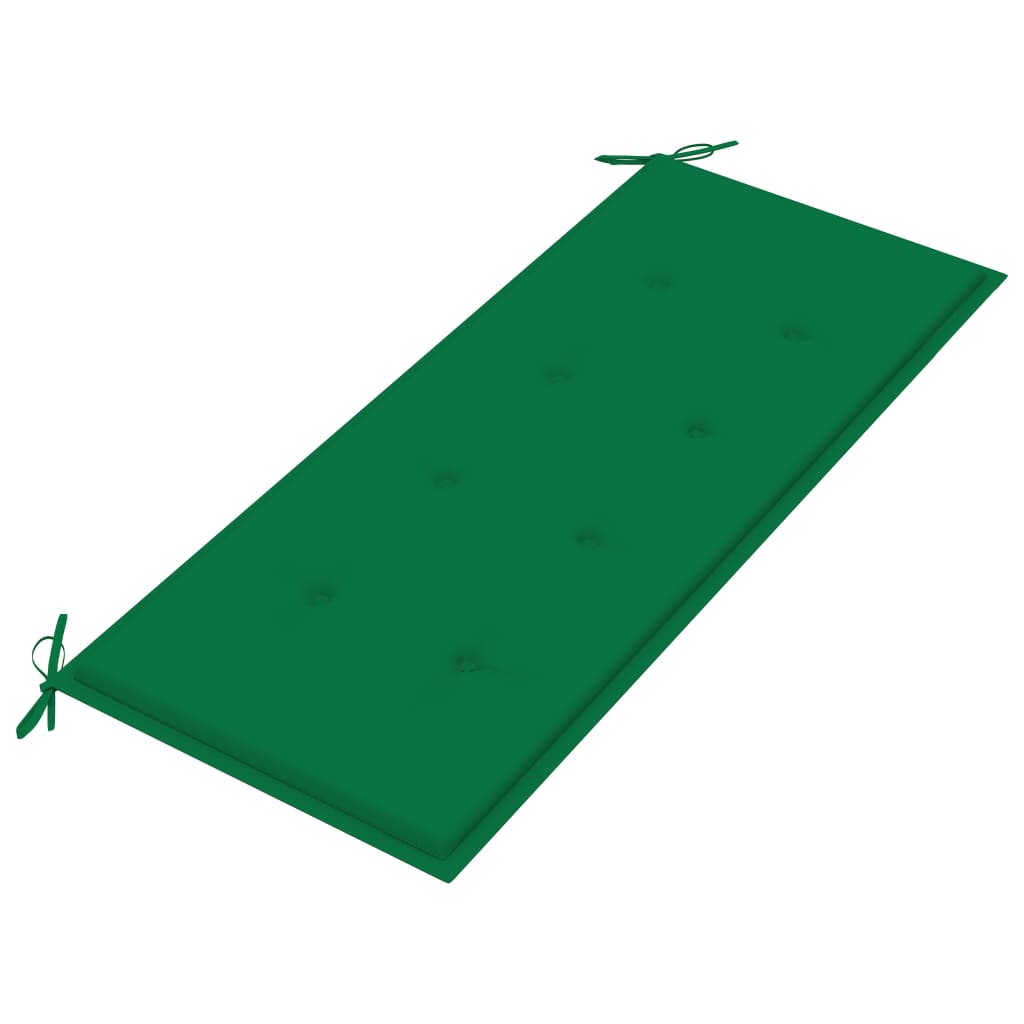 vidaXL tömör tíkfa kerti pad zöld párnával 120 cm