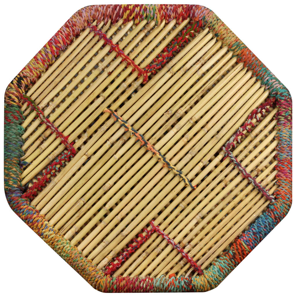 vidaXL bambusz dohányzóasztal sokszínű chindi mintával