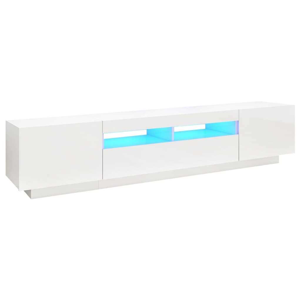 vidaXL magasfényű fehér TV-szekrény LED-lámpákkal 200 x 35 x 40 cm