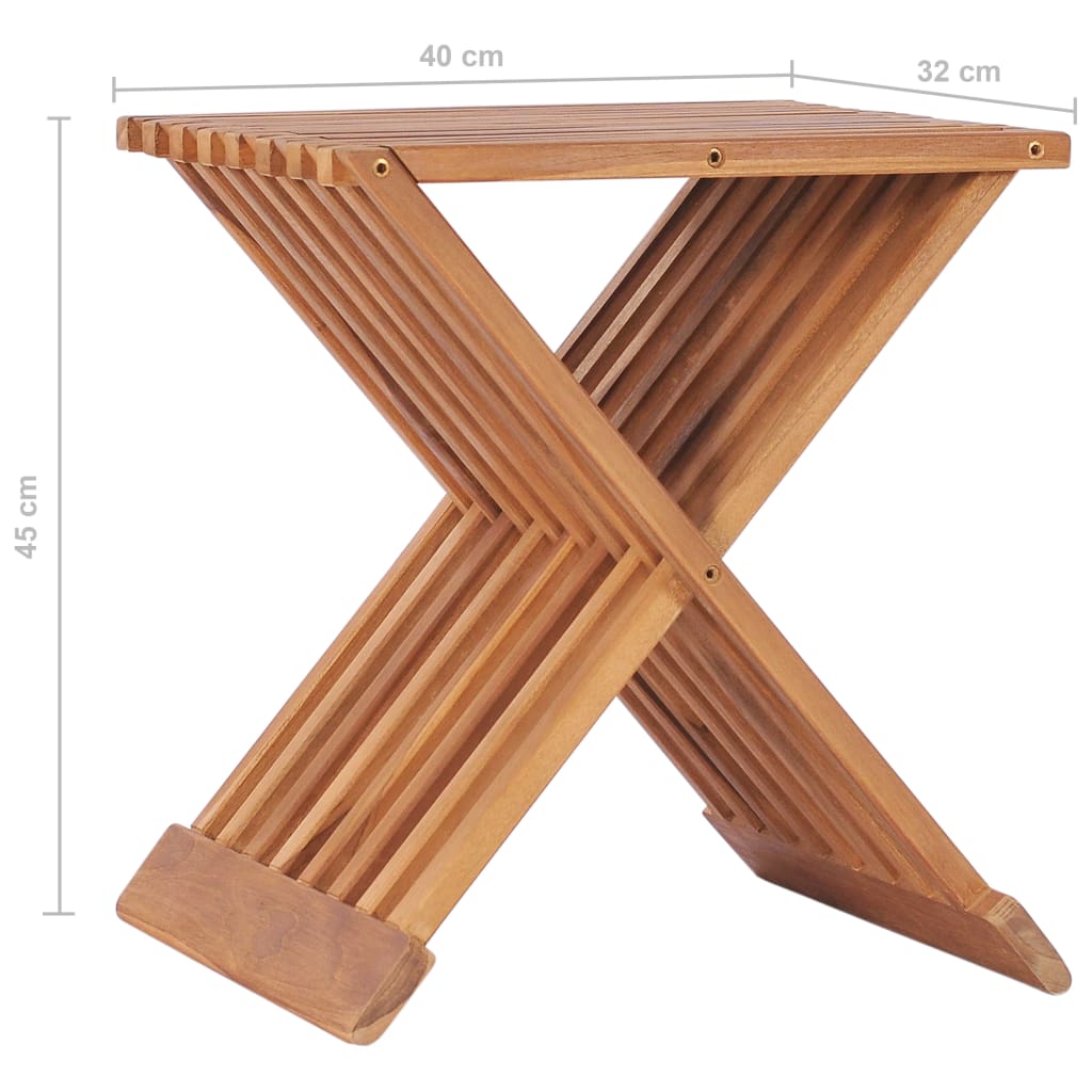 vidaXL összecsukható tömör tíkfa ülőke 40 x 32 x 45 cm
