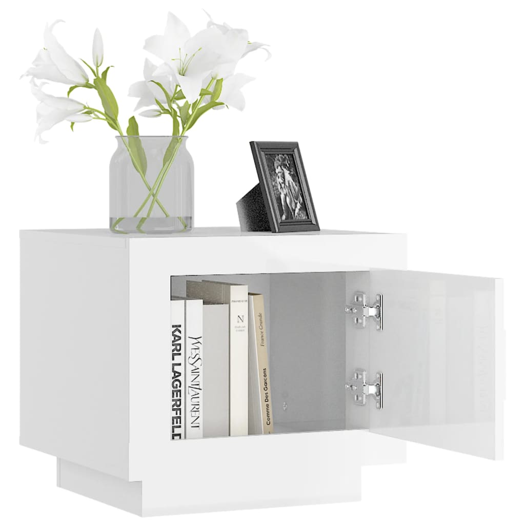 vidaXL magasfényű fehér szerelt fa dohányzóasztal 51 x 50 x 45 cm
