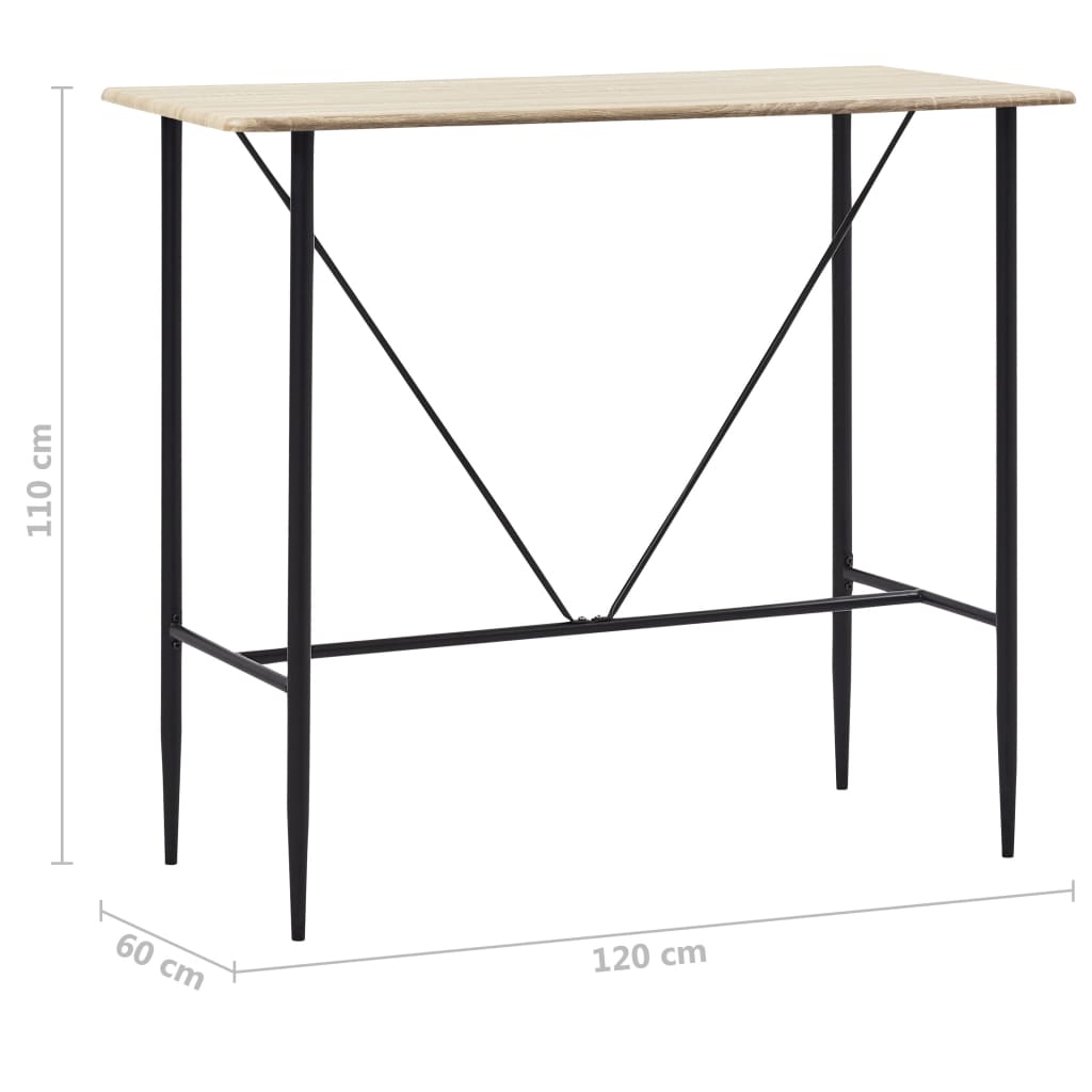 vidaXL tölgyszínű MDF bárasztal 120 x 60 x 110 cm
