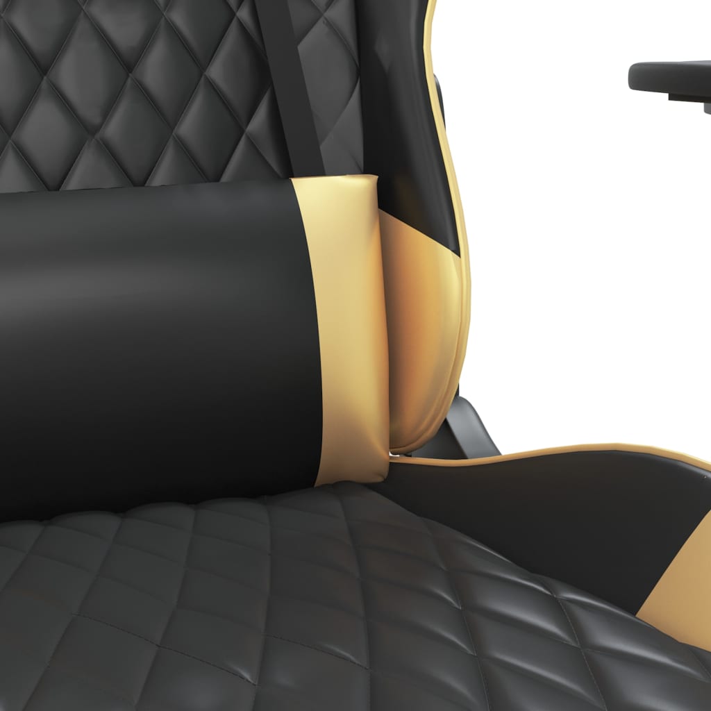 vidaXL fekete és aranyszínű műbőr masszírozó játékszék lábtartóval