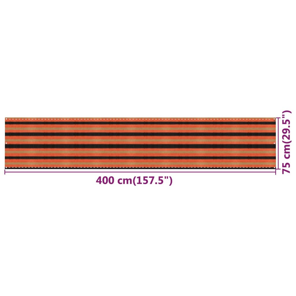 vidaXL többszínű HDPE erkélyparaván 75 x 400 cm