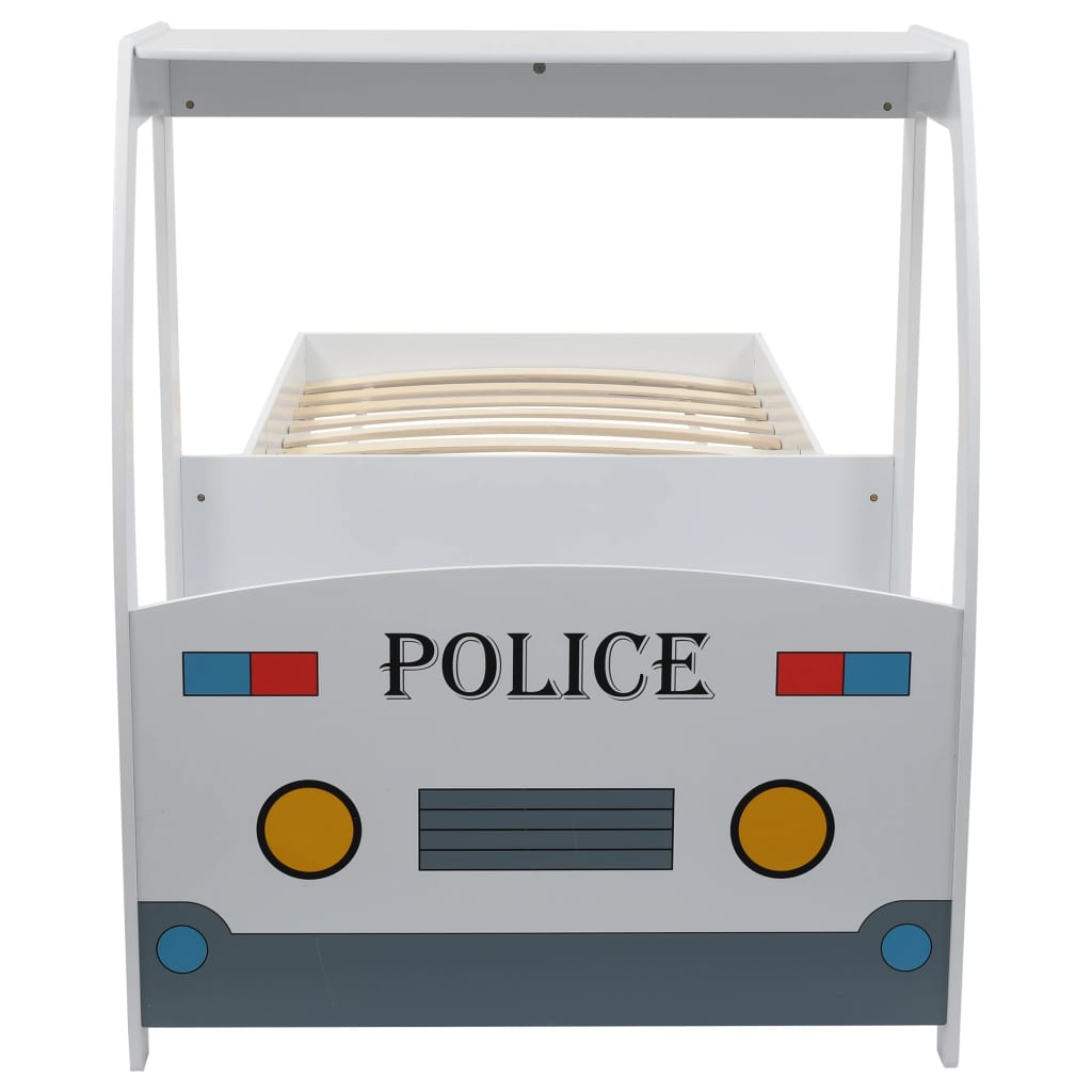 vidaXL rendőrautó formájú gyerekágy 7 zónás matraccal H3 90 x 200 cm
