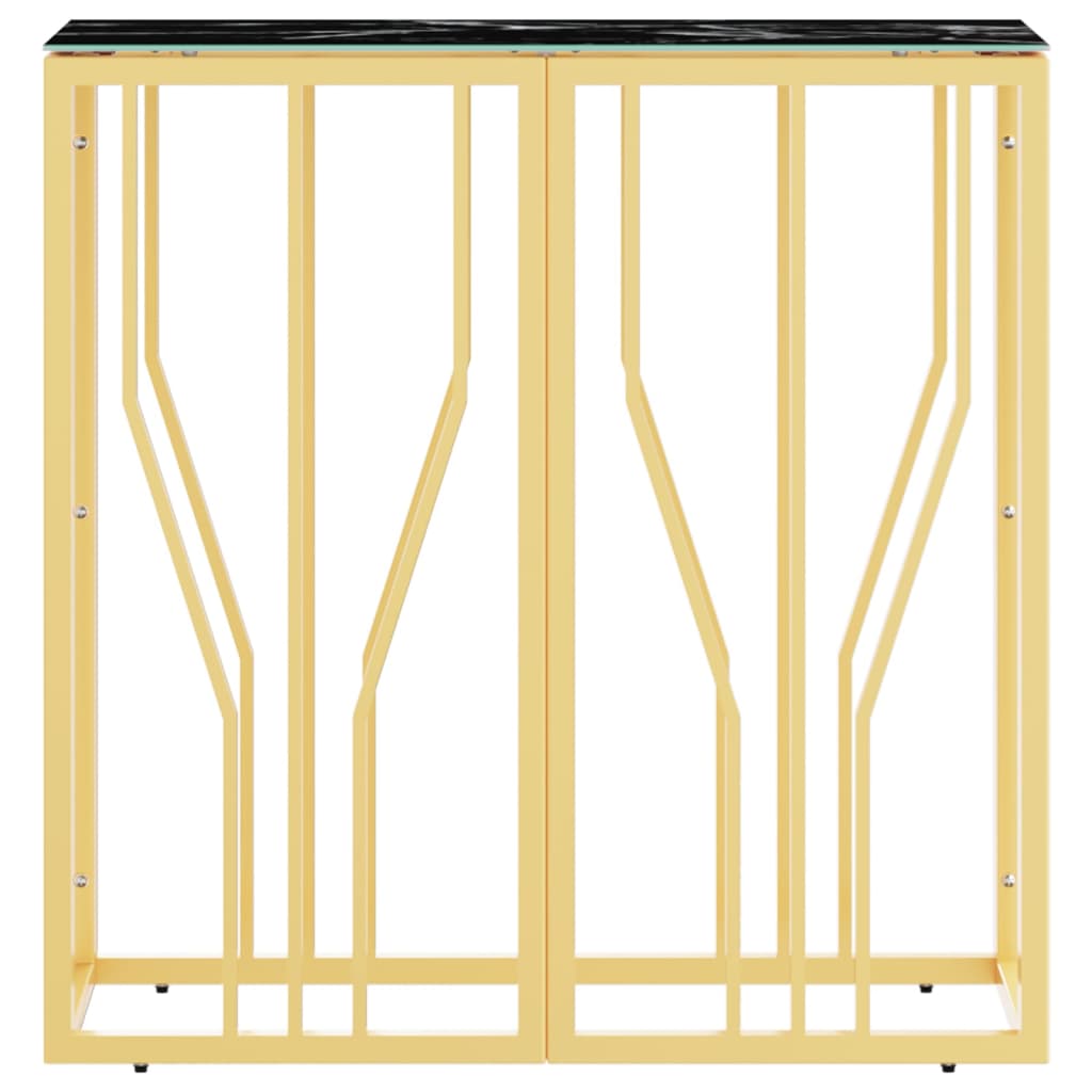 vidaXL aranyszínű üveg és rozsdamentes acél tálalóasztal 70x30x70 cm