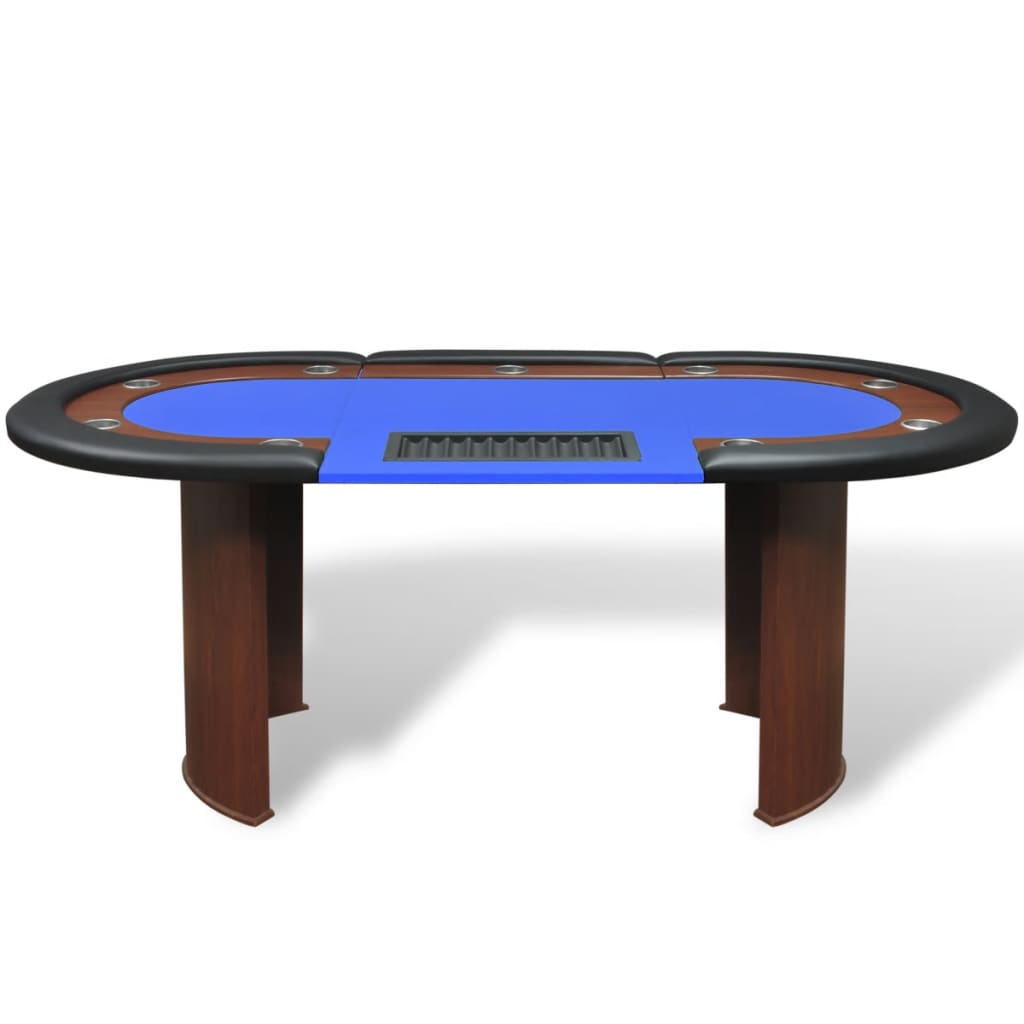 vidaXL 10 személyes, kék pókerasztal osztó résszel és zsetontálcával