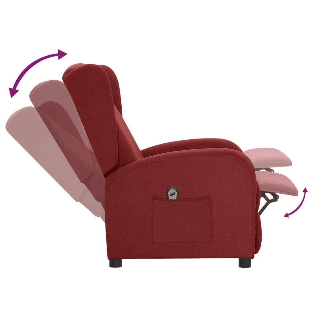 vidaXL bordó szövet elektromos dönthető fotel