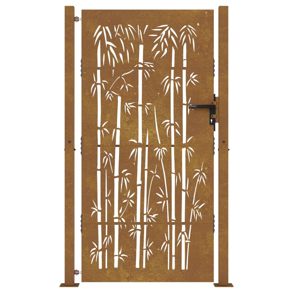 vidaXL bambuszmintás corten acél kerti kapu 105 x 180 cm