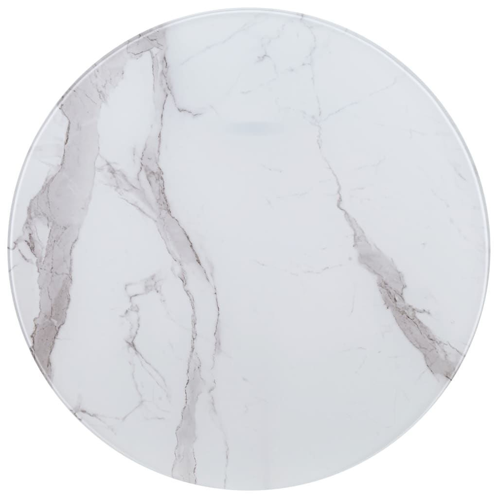 vidaXL fehér márvány textúrájú üveg asztallap Ø80 cm