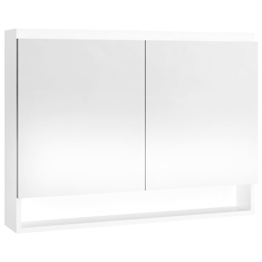 vidaXL fényes fehér MDF tükrös fürdőszobaszekrény 80 x 15 x 60 cm