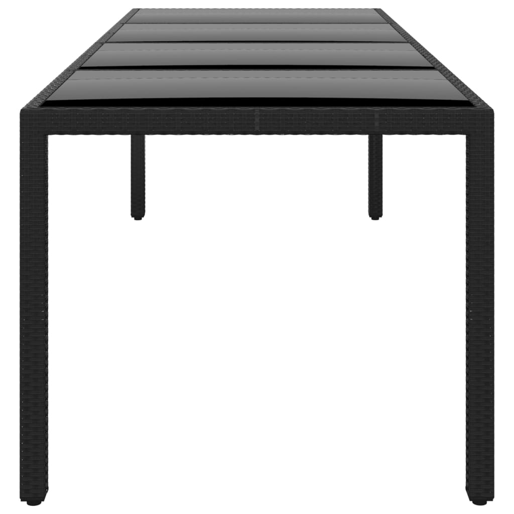 vidaXL fekete polyrattan és edzett üveg kerti asztal 250 x 100 x 75 cm