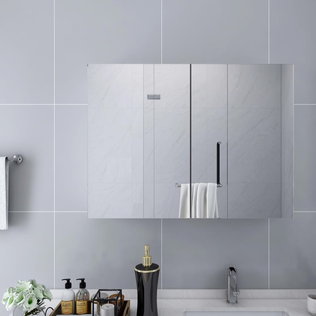 vidaXL fehér MDF tükrös fürdőszobaszekrény 80 x 15 x 60 cm