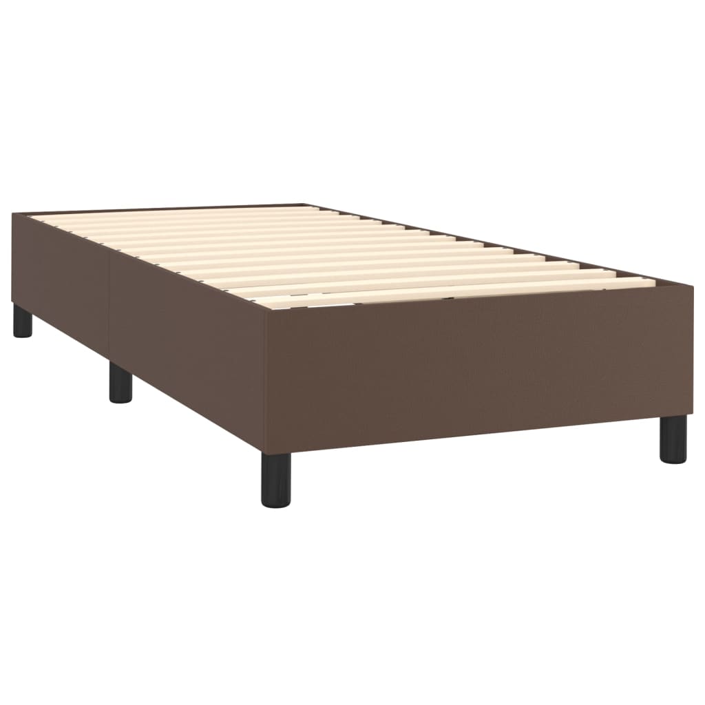 vidaXL barna műbőr rugós ágy matraccal 80 x 200 cm