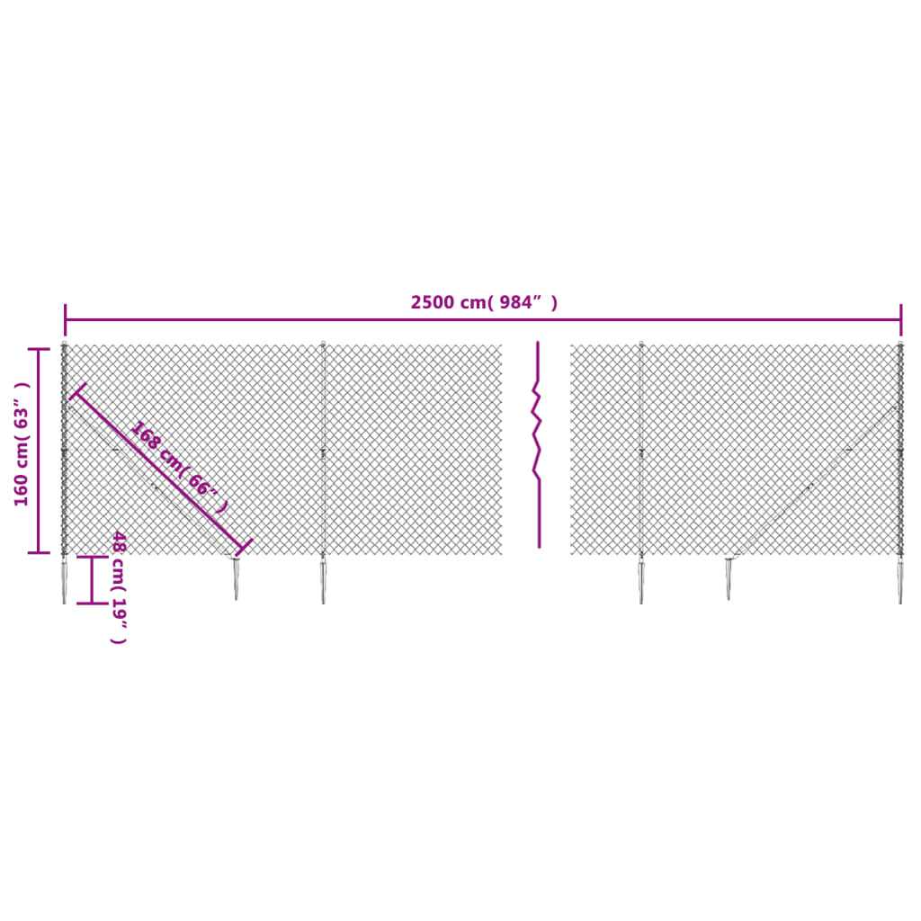vidaXL zöld drótkerítés cövekekkel 1,6 x 25 m