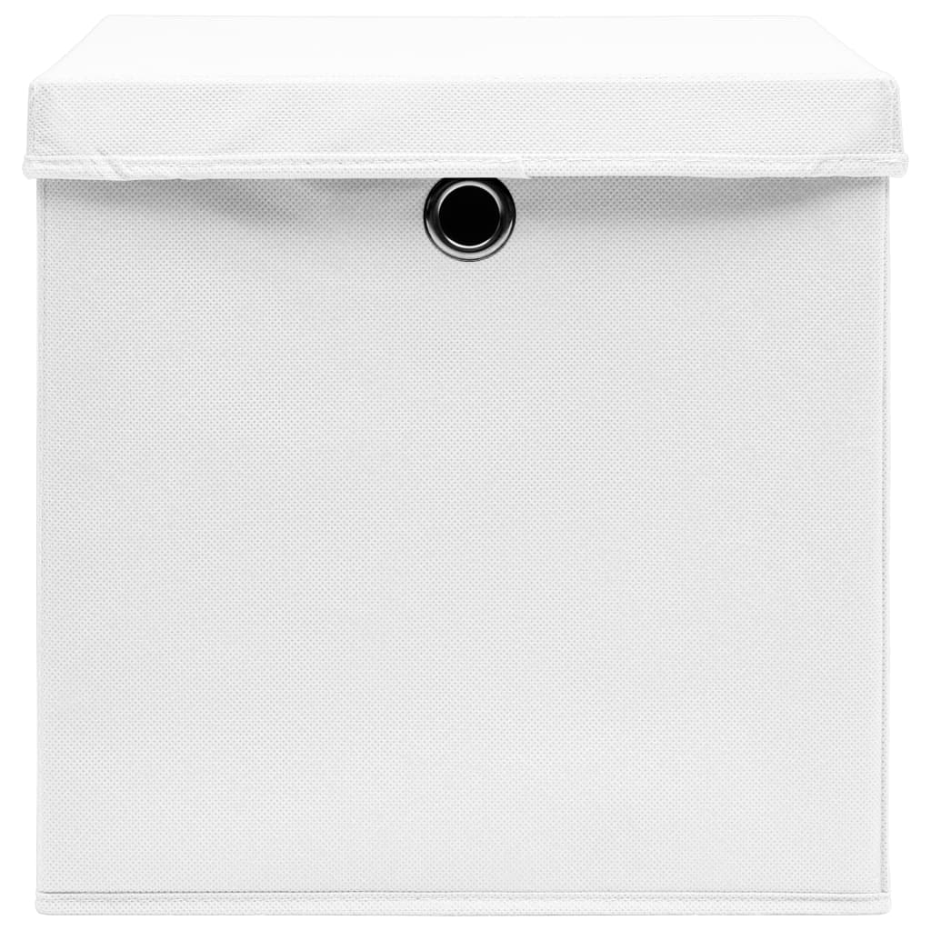 vidaXL 10 db fehér fedeles tárolódoboz 28 x 28 x 28 cm