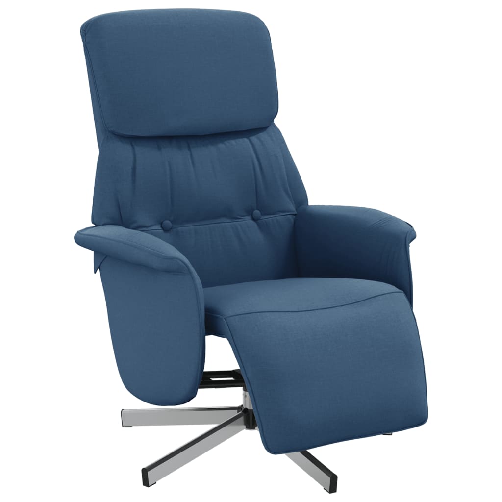 vidaXL kék szövet dönthető fotel lábtartóval
