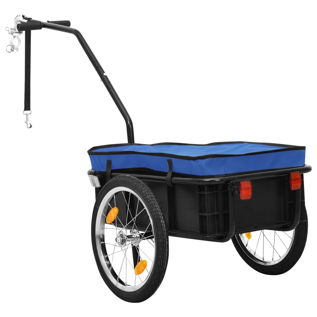 vidaXL kék acél kerékpár-utánfutó/kézikocsi 155 x 60 x 83 cm