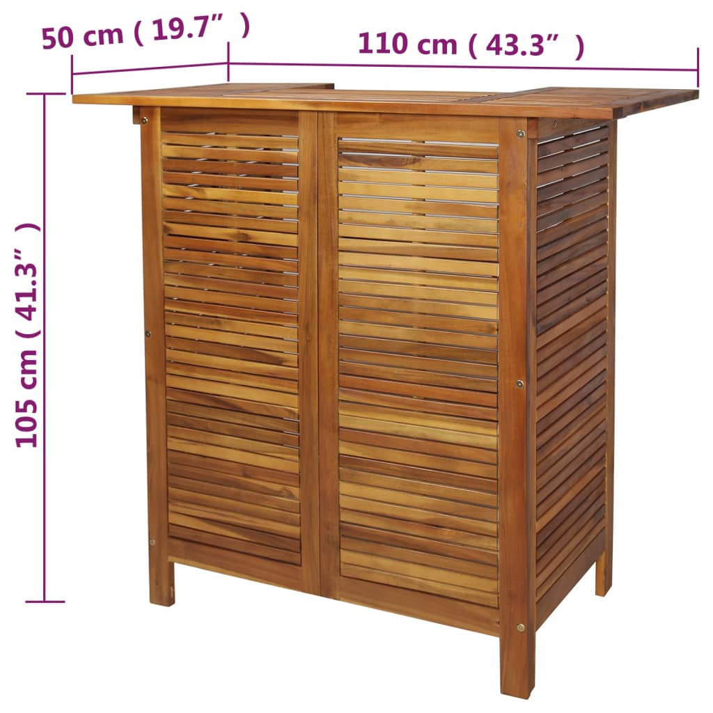 vidaXL tömör akácfa bárasztal 110 x 50 x 105 cm