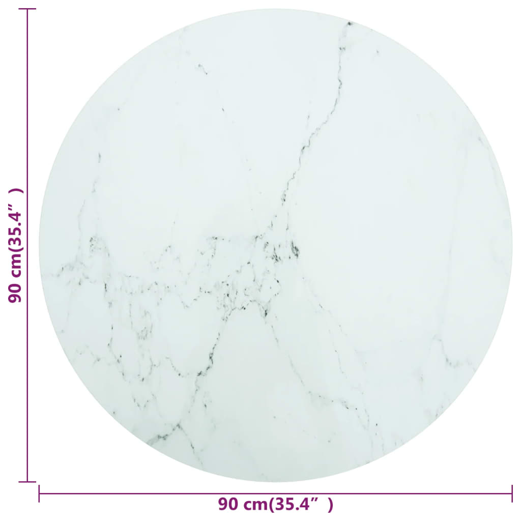 vidaXL fehér edzett üveg asztallap márványdizájnnal Ø90 x 1 cm