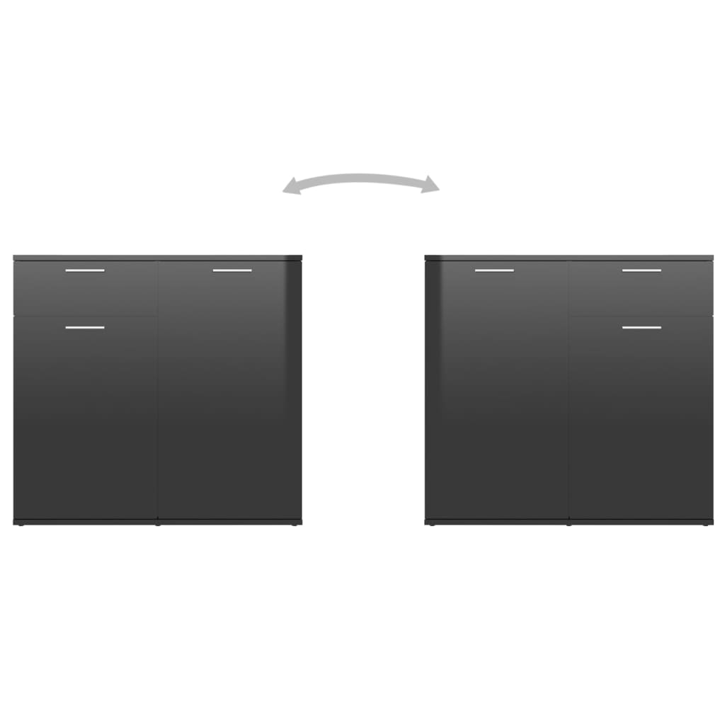 vidaXL magasfényű fekete forgácslap tálalószekrény 80 x 36 x 75 cm